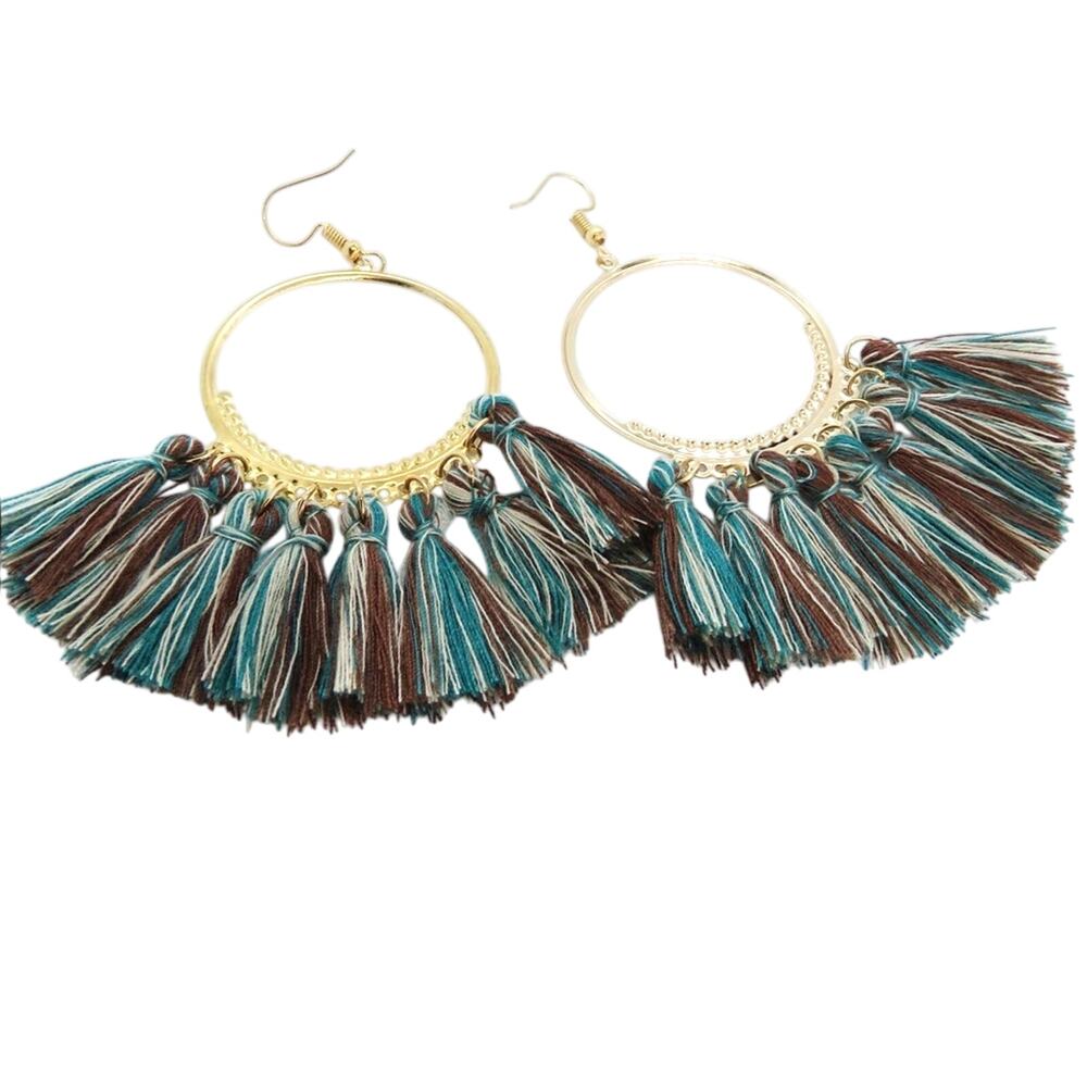 Francesca's Boho Teal Blue Boho Tassel Earrings